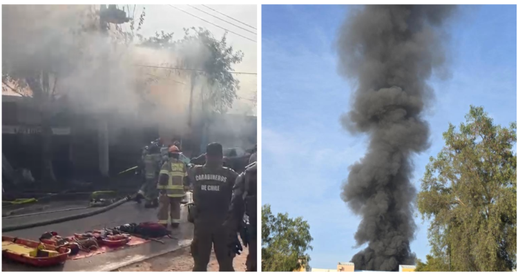 Al menos tres viviendas afectadas por incendio en Estación Central que generó densa columna de humo