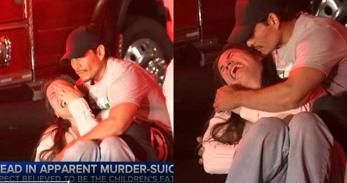 Mujer llora desconsolada en la calle después de su esposo matara a su hijos y se suicidara en EE.UU