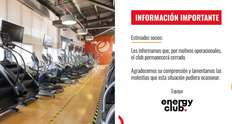 Cadena de gimnasios Energy Club decide bajar las cortinas y anuncia su cierre
