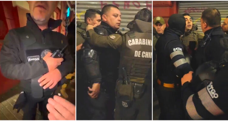 Captan tenso enfrentamiento de guardias municipales y carabineros en Santiago por control de identidad