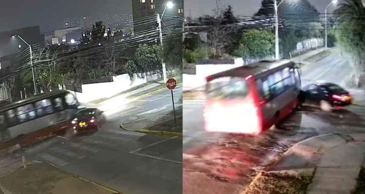 VIDEO | Captan colisión de colectivo con micro en Quilpué: auto no respetó pare y dejó 4 lesionados