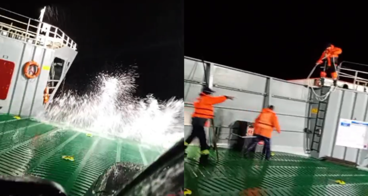 VIDEO | Barcaza con pasajeros y vehículos queda sin propulsión en pleno temporal en Carretera Austral