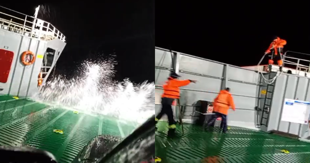 VIDEO | Barcaza con pasajeros y vehículos queda sin propulsión en pleno temporal en Carretera Austral