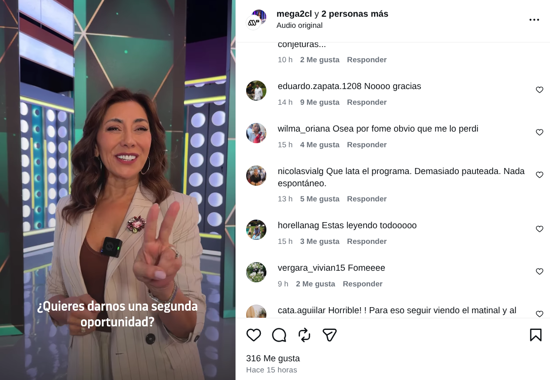 Carmen Gloria Arroyo en promocional de 'Fuerte y Claro' junto a comentarios de los televidentes