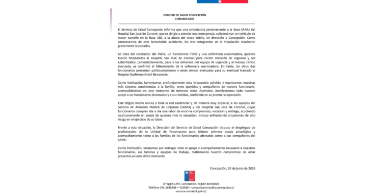 Comunicado Servicio Salud Concepción