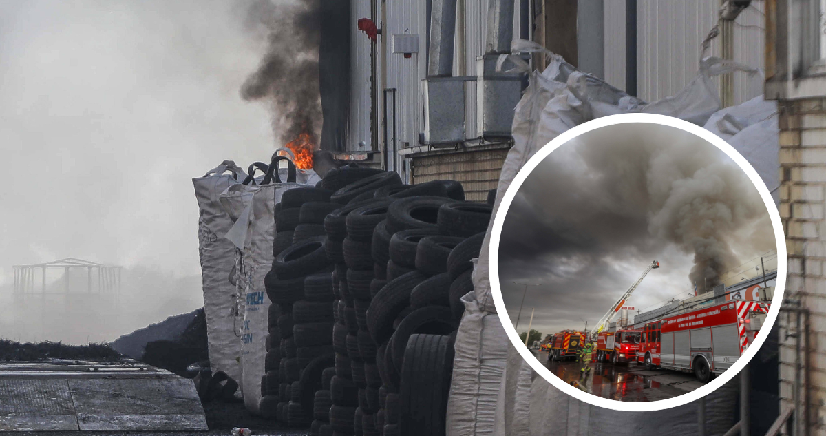 Incendio en empresa recicladora de neumáticos, en la comuna de Cerrillos.