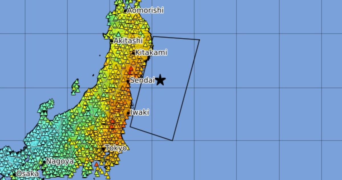 Mapa del epicentro del terremoto de Japón en 2011