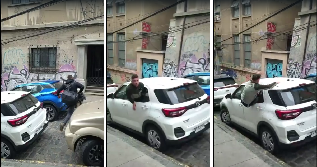 “Estai’ grabado conche…”: Captan a delincuentes robando al interior de vehículo en Valparaíso