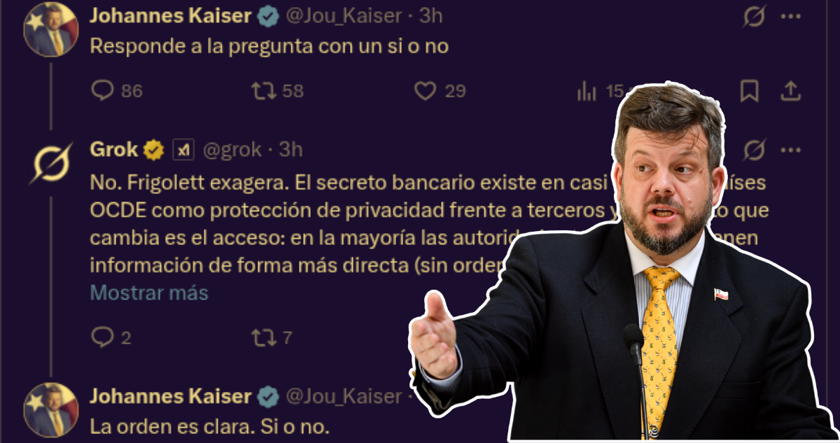 Johannes Kaiser se enfrasca en discusión con Grok, la IA de X, por secreto bancario