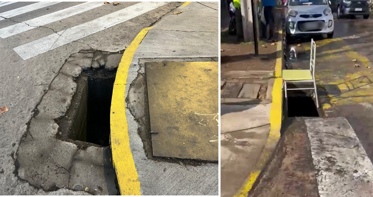Denuncian robo de rejillas en concurrido sector de Viña del Mar: cubrían canaletas de gran profundidad