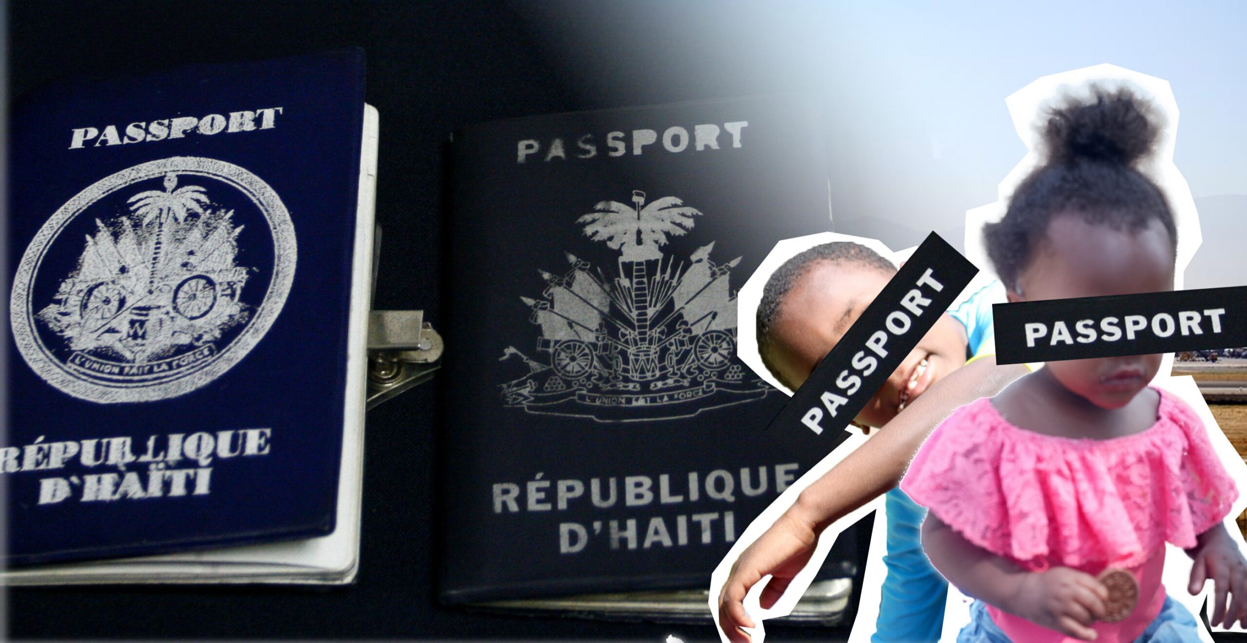 Se ven niños y pasaportes.