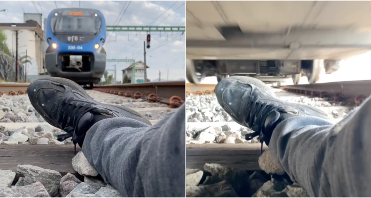 Se grabó con un tren pasándole por encima: los registros del grafitero buscado por vandalizar avión