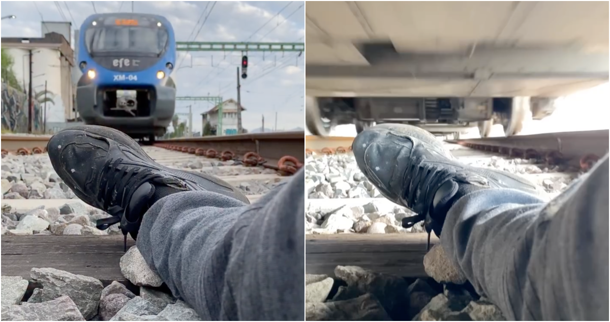 Se grabó con un tren pasándole por encima: los registros del grafitero buscado por vandalizar avión