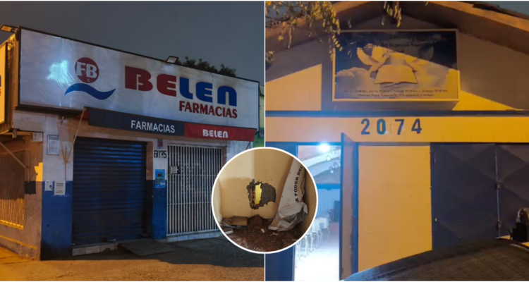 Delincuentes realizan forados en iglesia para robar farmacia y distribuidora de confites en Conchalí