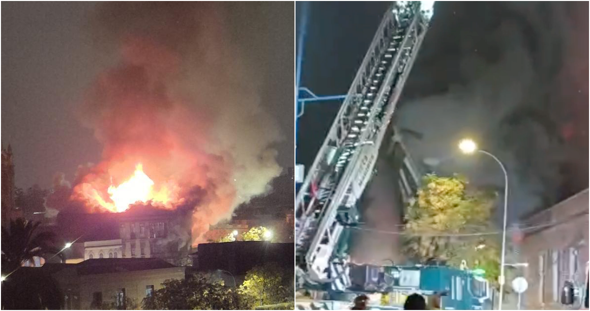 Gran incendio destruye casona en el centro de Santiago: frontis se derrumbó