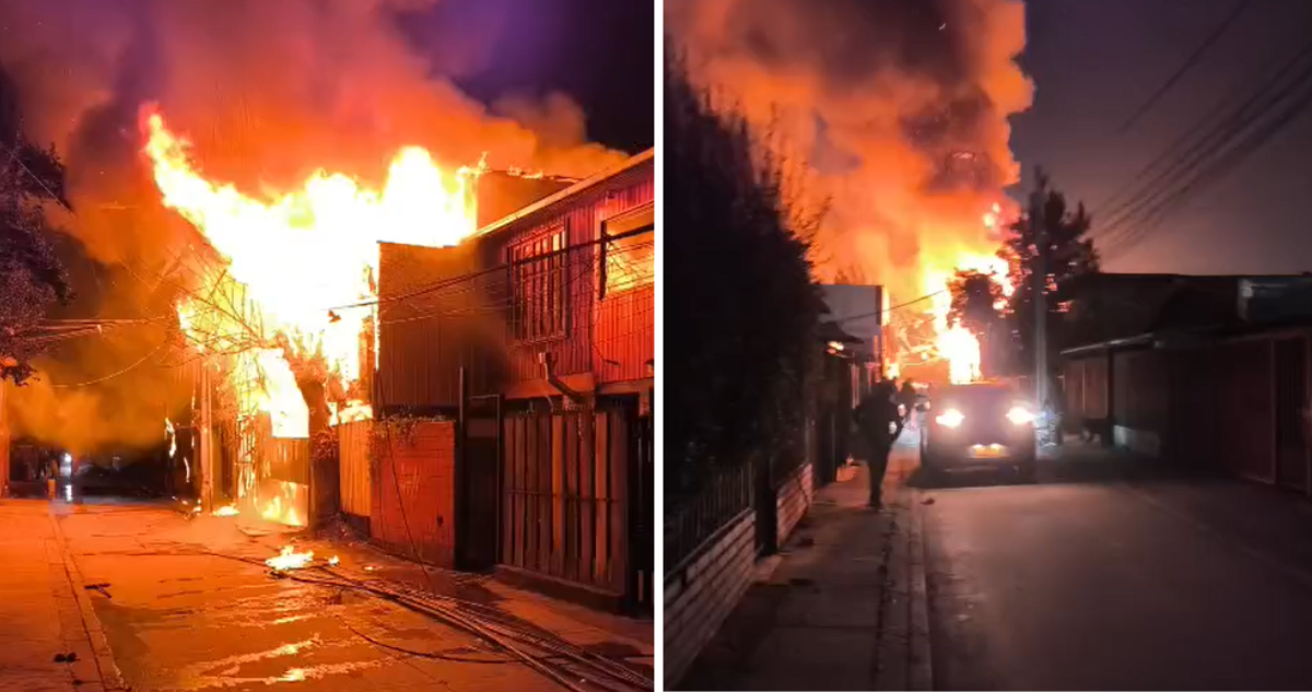 Incendio en Peñalolén dejó una vivienda destruida y dos con daños parciales