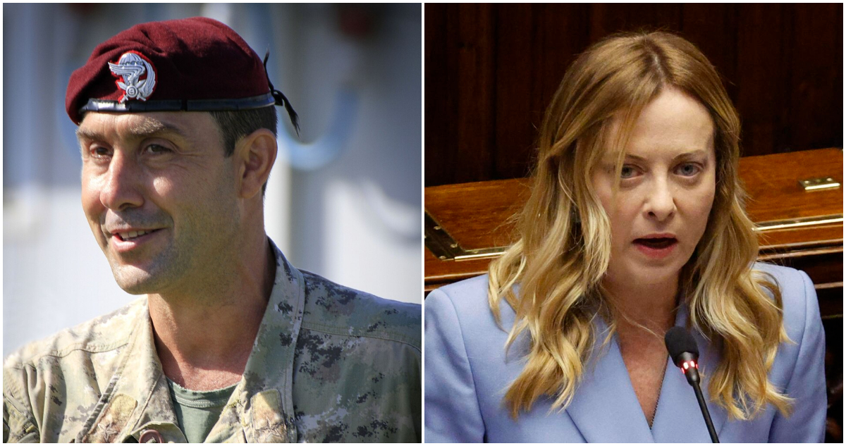 El coronel Roberto Vannacci, fundador de Futuro Nacional, y la primera ministra italiana Giorgia Meloni
