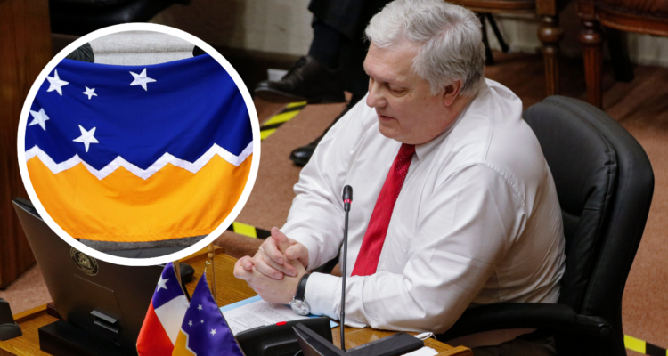 Senador Alejandro Kusanovic, conocido como el Sheriff de Magallanes. Y bandera de Magallanes.