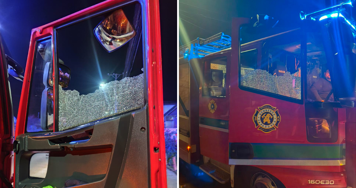 Lanzan piedra contra carro de Bomberos que volvía de una emergencia en San Pedro de la Paz