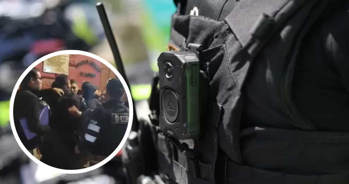 Captura de video de enfrentamiento entre Carabineros y guardias municipales.