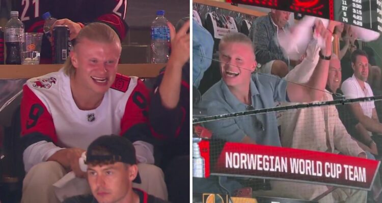 Erling Haaland se divirtió en finales del hockey sobre hielo en EEUU antes de jugar el Mundial 2026.