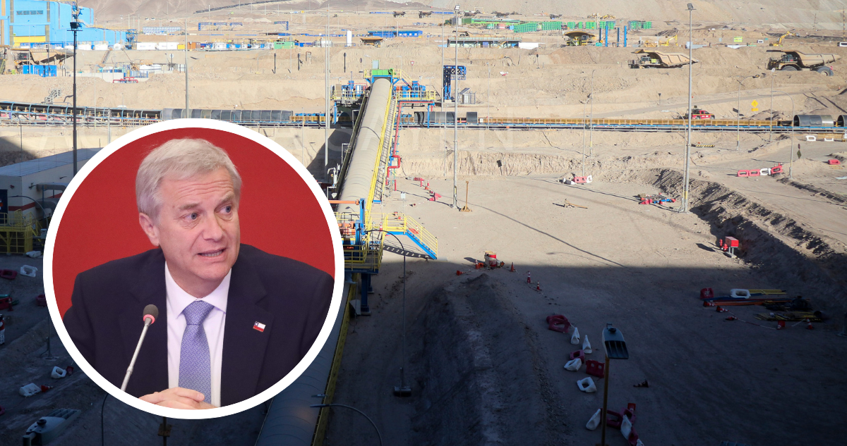 Foto de contexto de minería. Y foto del presidente Kast.
