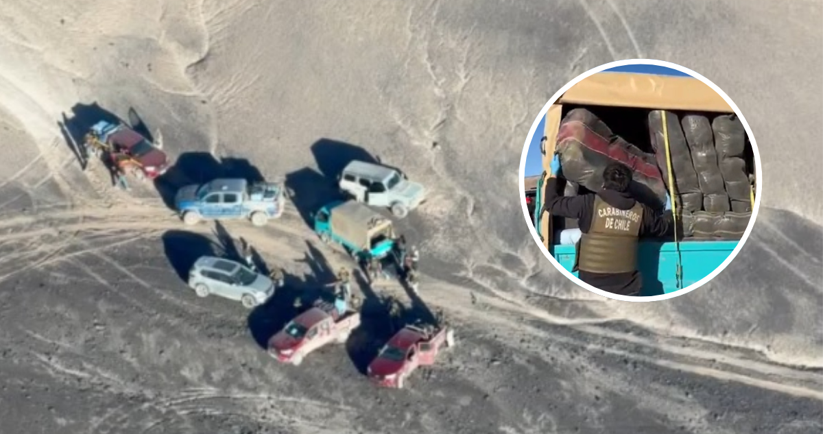 Persecución en el desierto permite incautar 1,6 toneladas de droga, pero sin detenidos