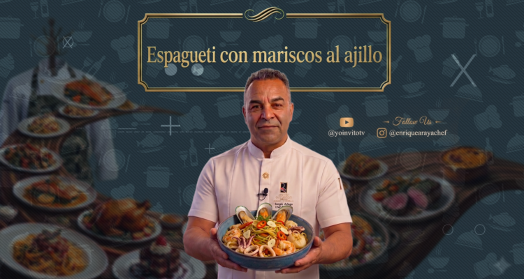 Yo Invito: Un rico espagueti de colores con mariscos al ajillo
