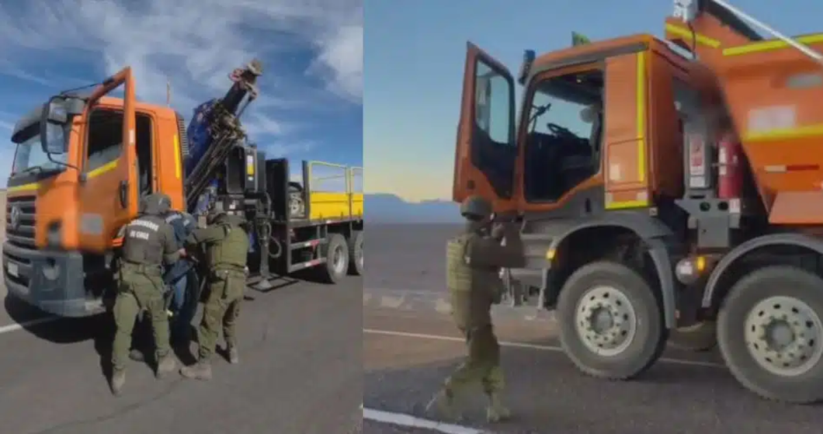 Recuperan tres camiones robados que iban a ser sacados del país por San Pedro de Atacama: un detenido