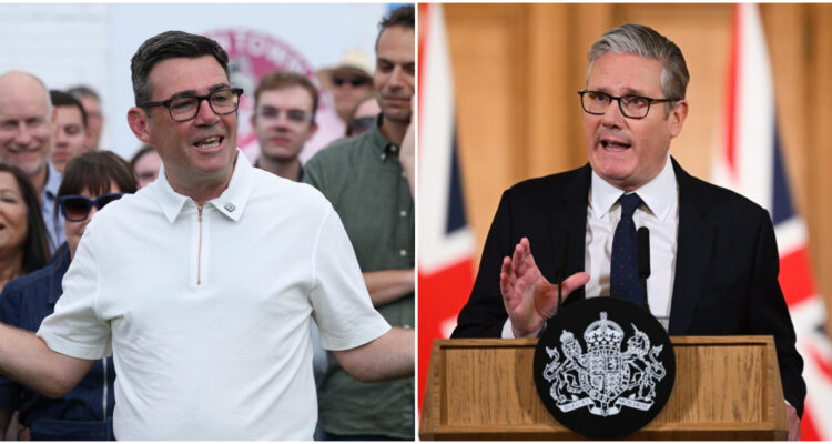 Andy Burnham, actual alcalde de Manchester, y Keir Starmer, primer ministro del Reino Unido