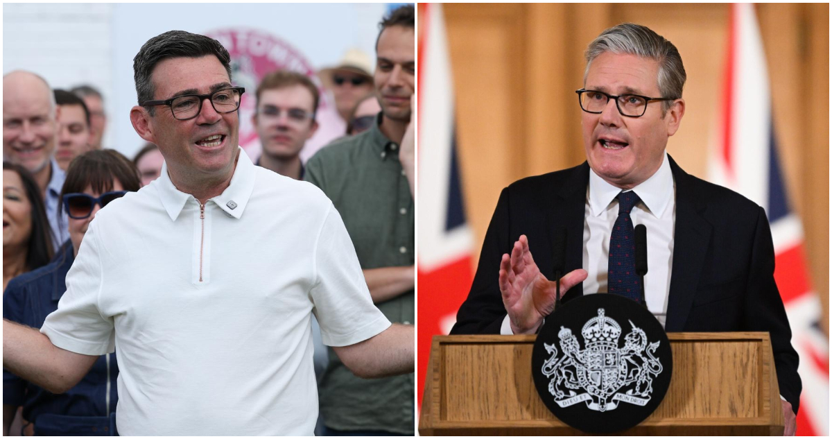 Andy Burnham, actual alcalde de Manchester, y Keir Starmer, primer ministro del Reino Unido