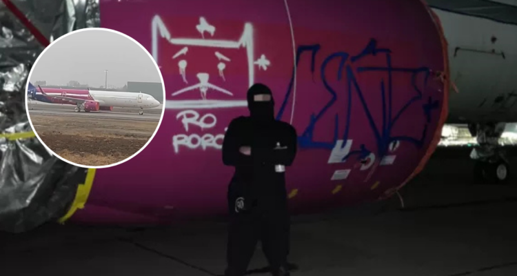 Revelan aerolínea a la que pertenece avión vandalizado en Santiago PDI indaga cuántos grafiteros eran