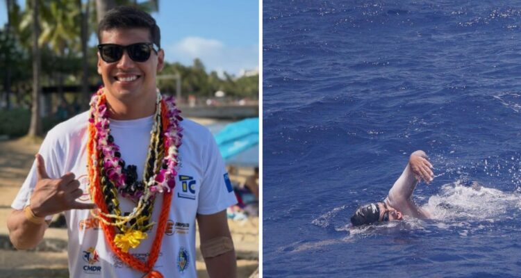 Sebastián González cruzó Canal de Kaiwi (Hawái) tras 20 horas de nado.