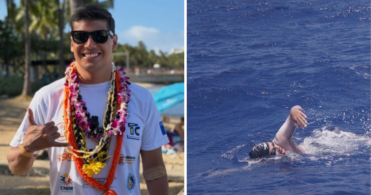 Sebastián González cruzó Canal de Kaiwi (Hawái) tras 20 horas de nado.