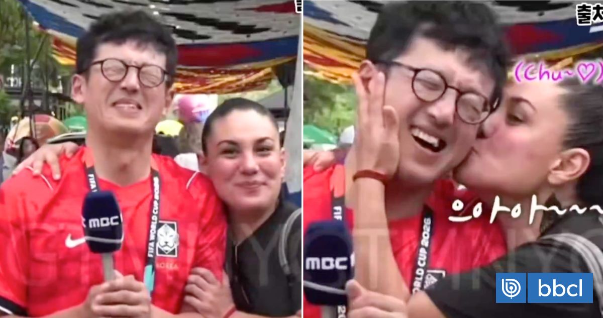 Mexicana sorprende con beso a reportero surcoreano en vivo y