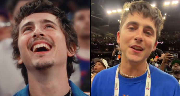 Timothée Chalamet en partido de los Knicks