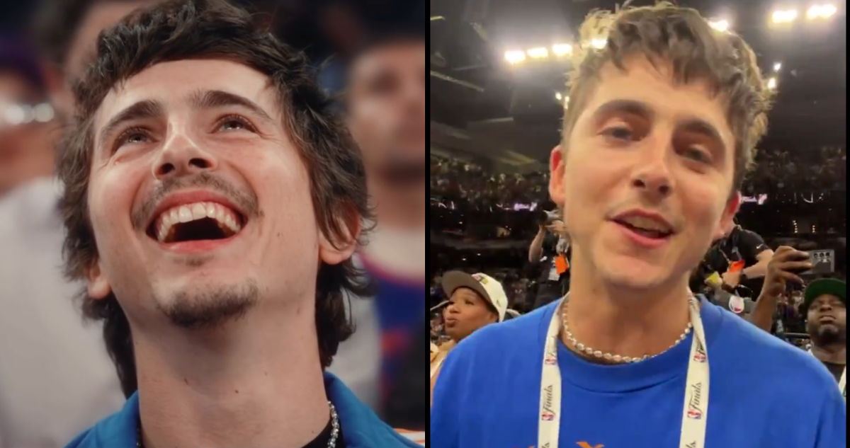 Timothée Chalamet en partido de los Knicks