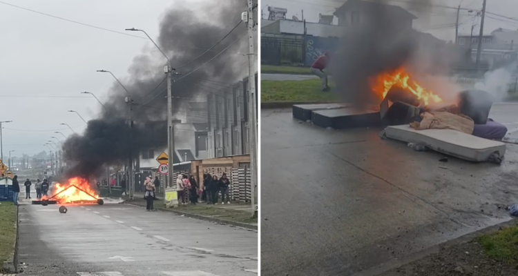 Vecinos expulsan a presuntos delincuentes de vivienda en Puerto Montt y queman muebles en la calle