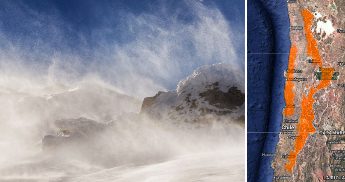 Alerta viento blanco norte Chile