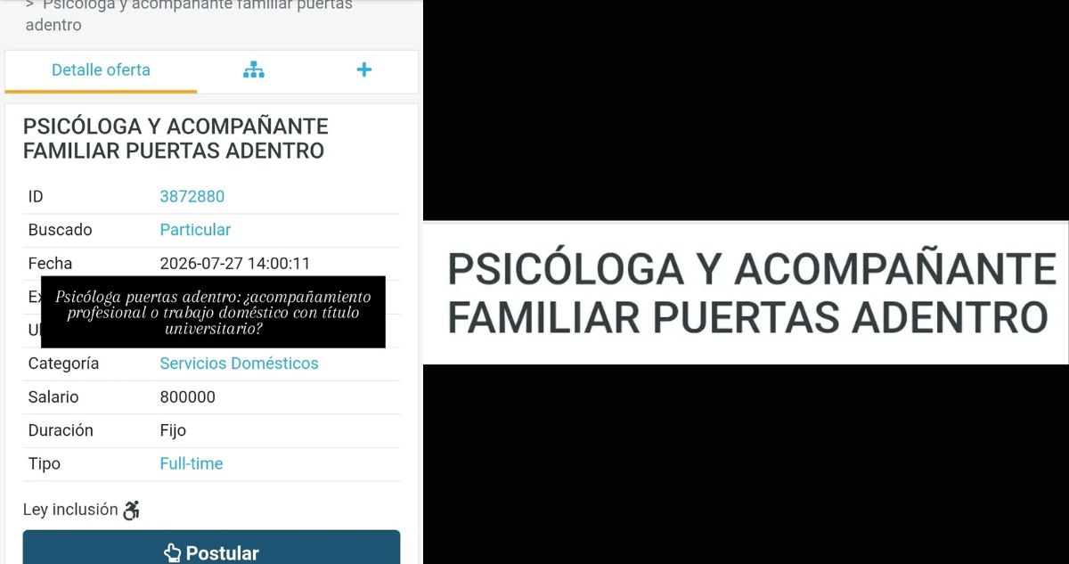 “Nana con título”: Oferta laboral para que profesional se haga cargo de hogar por $800 mil es viral