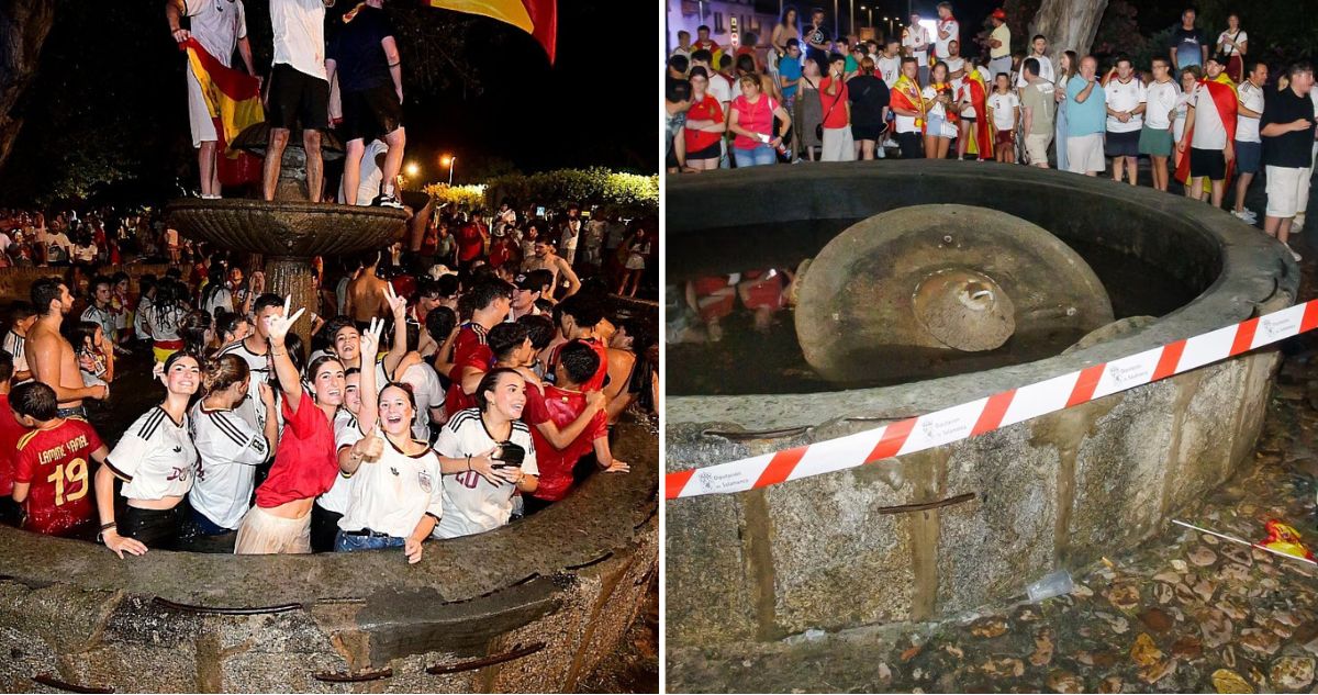 Niño muere aplastado por una fuente de agua en medio de las celebraciones en España por el Mundial