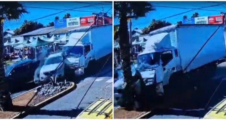 VIDEO | Registran momento exacto en que camión impacta a varios autos y deja 13 heridos en Cartagena