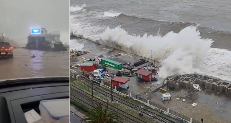 Calles anegadas, meteotsunami y daños: el paso del sistema frontal en Viña y Valparaíso