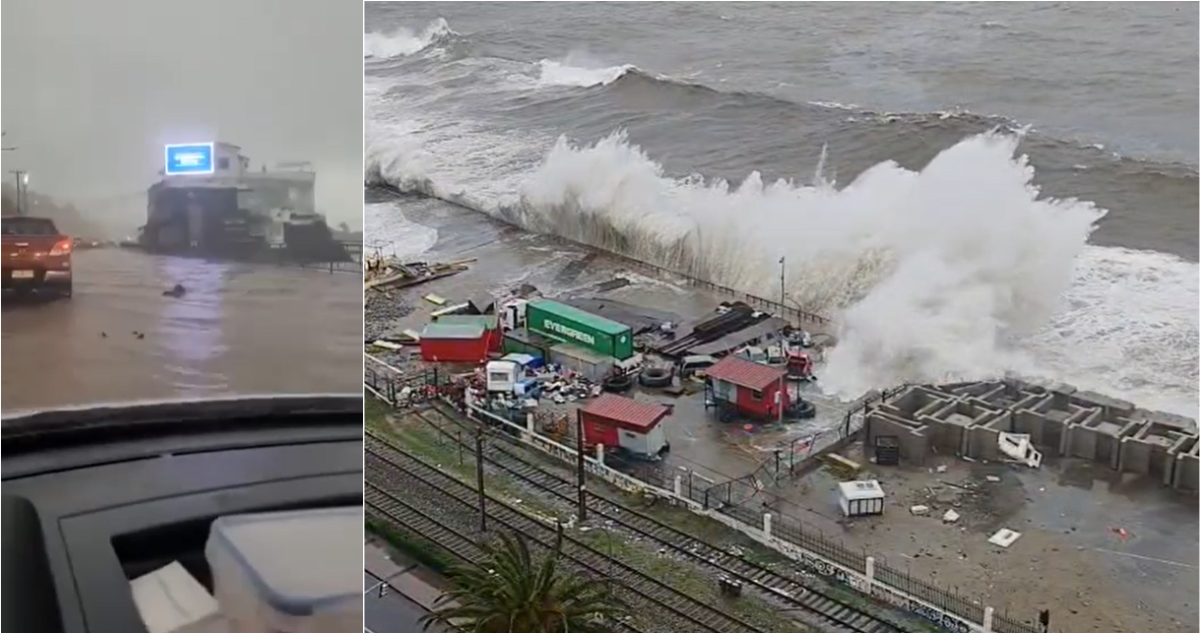 Calles anegadas, meteotsunami y daños: el paso del sistema frontal en Viña y Valparaíso