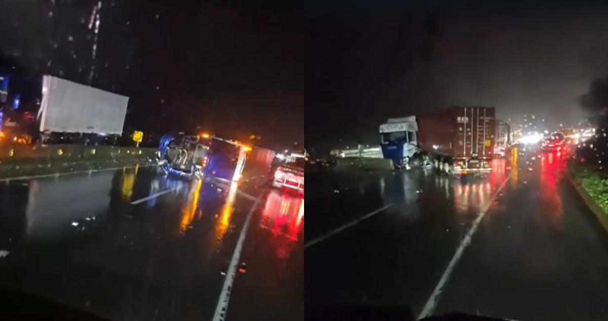 Reportan colisión múltiple en Ruta 5 Sur a la altura de Collipulli: al menos 2 camiones involucrados