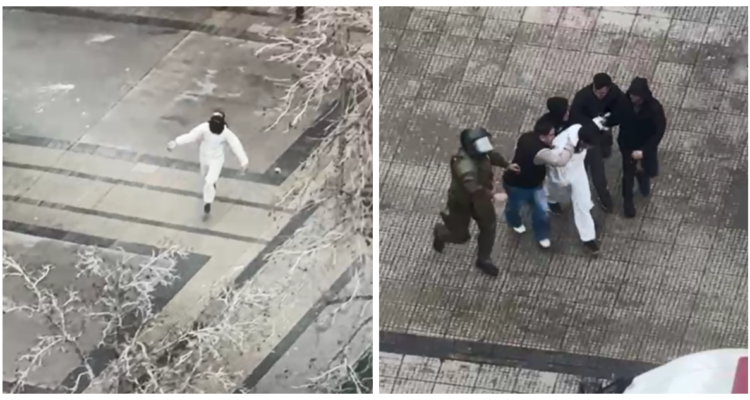 Capturan a overol blanco durante incidentes con bombas molotov en inmediaciones del Instituto Nacional