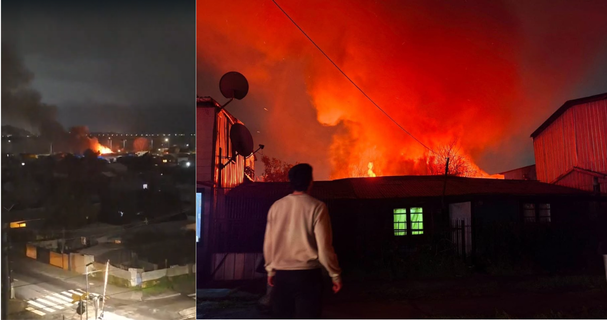 Reportan 2 casas destruidas por incendio en Concepción: emergencia moviliza a 12 unidades de Bomberos