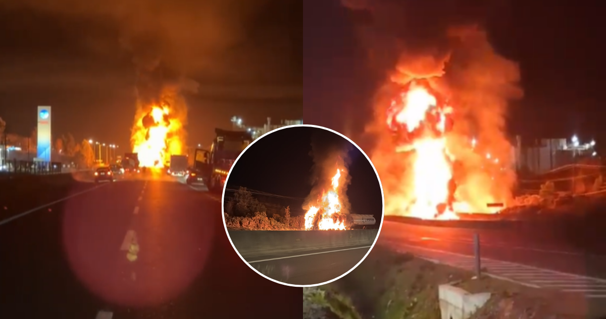 VIDEOS | Camión con 35 mil litros de combustible se incendia en plena Ruta 5 Sur en Puerto Montt