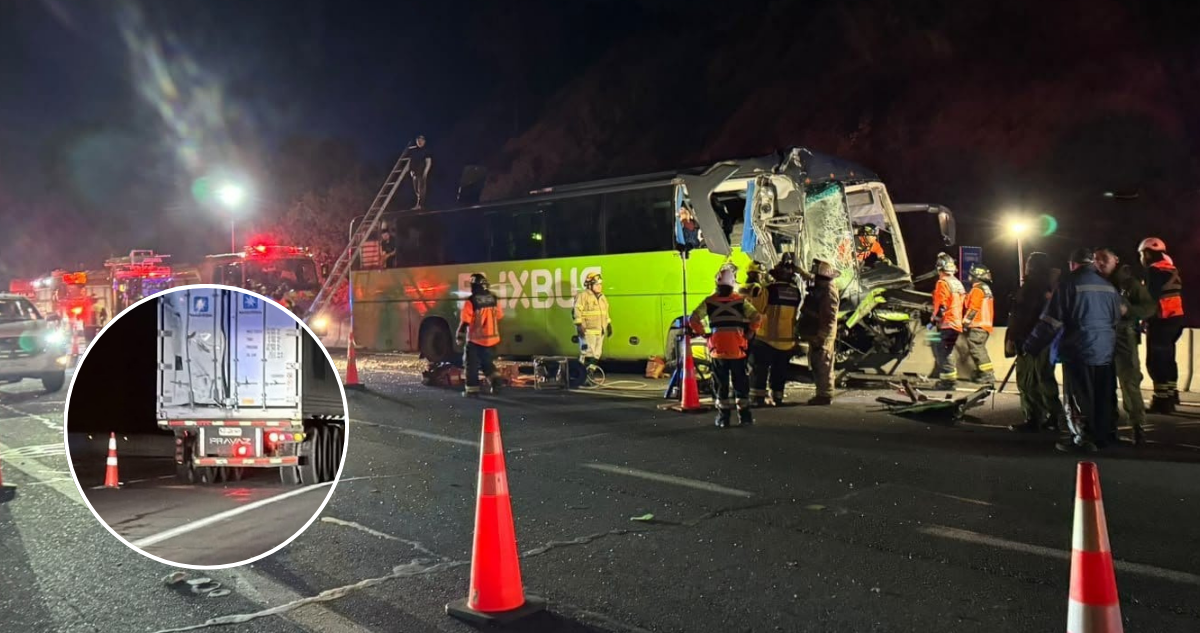 Más de 20 lesionados tras colisión de bus y camión en ruta que une Santiago y Valparaíso: hay 1 grave