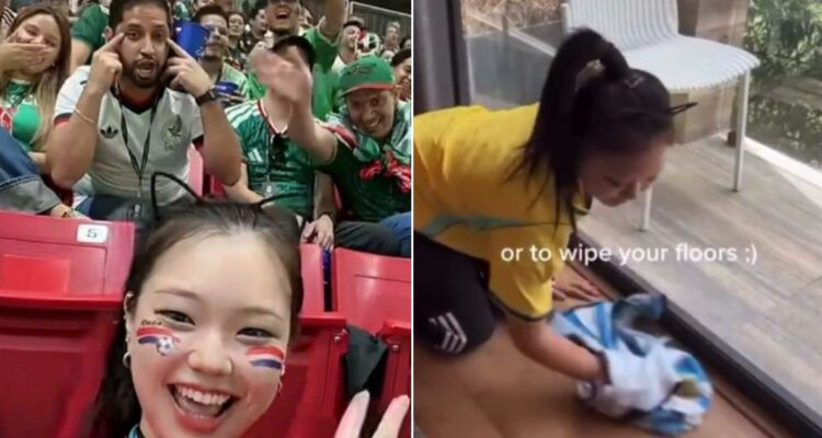 La influencer coreana que sufrió racismo en Mundial no tuvo piedad con burlas a Argentina: trapeó piso y ventanas con camiseta de Messi